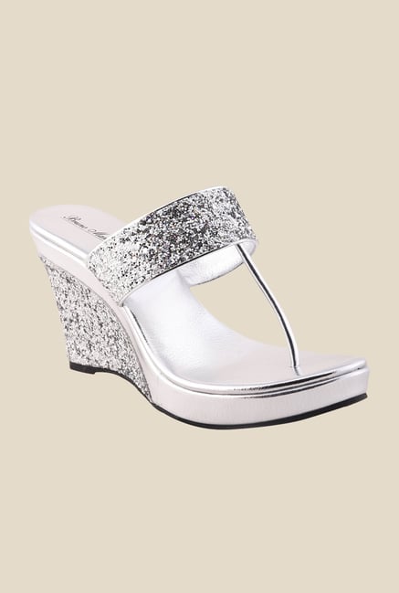 Bruno Manetti Silver T-Strap Wedges Bruno Manetti Silver T-Strap Wedges