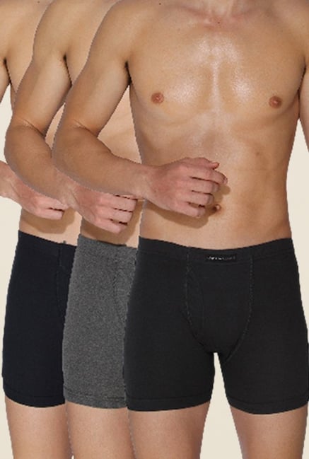 Chromozome Ash, Charcoal & Navy Cotton Trunks (Pack Of 3) Chromozome Ash, Charcoal & Navy Cotton Trunks (Pack Of 3)
