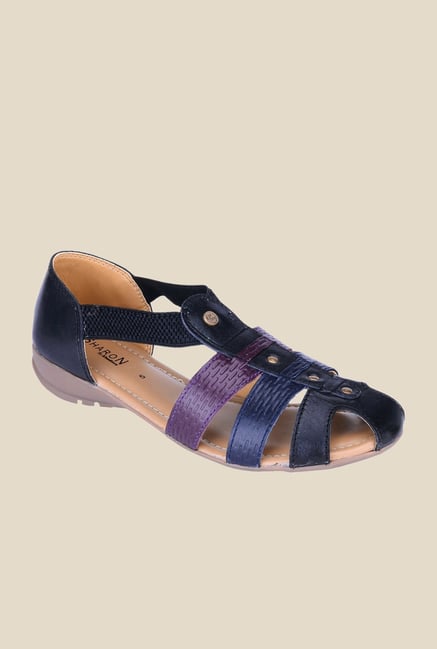 Khadim's Sharon Black & Purple Casual Sandals Khadim's Sharon Black & Purple Casual Sandals