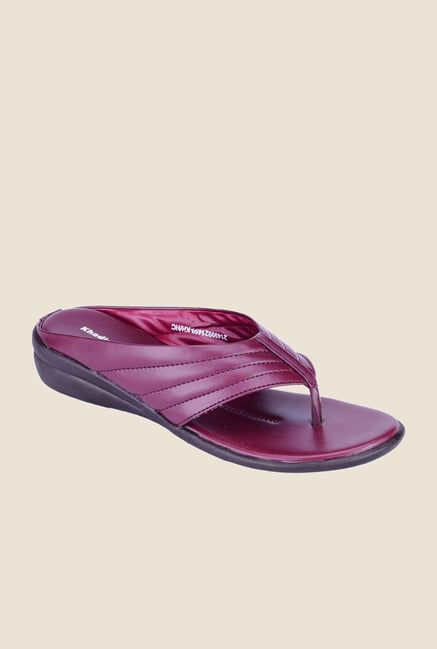 Khadim's Maroon Wedge Heeled Sandals Khadim's Maroon Wedge Heeled Sandals