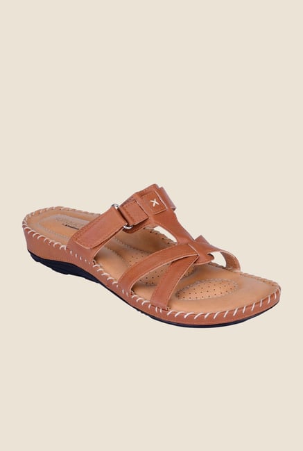 Khadim's Softouch Brown Slide Sandals Khadim's Softouch Brown Slide Sandals