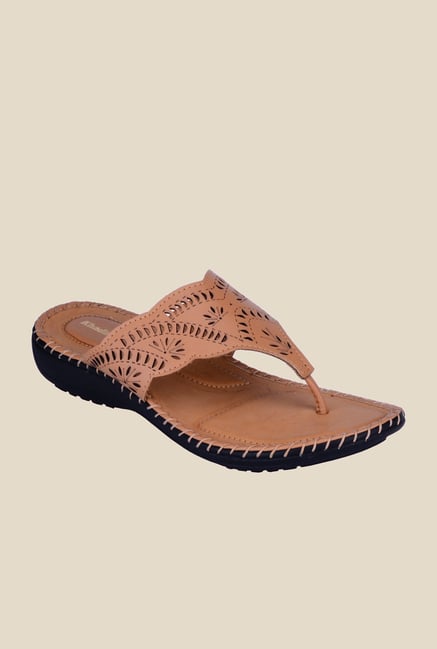 Khadim's Tan Wedge Heeled Thongs Khadim's Tan Wedge Heeled Thongs
