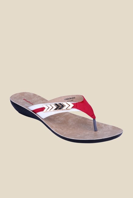 Khadim's Red & White Thong Sandals Khadim's Red & White Thong Sandals