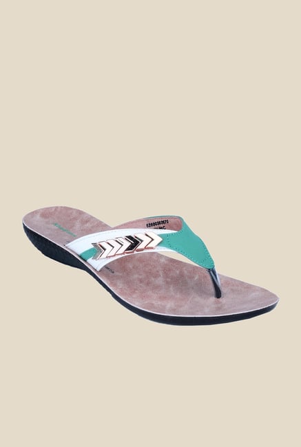 Khadim's Turquoise & White Thong Sandals Khadim's Turquoise & White Thong Sandals