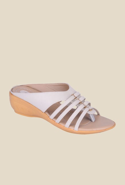 Khadim's White Wedge Heeled Sandals Khadim's White Wedge Heeled Sandals