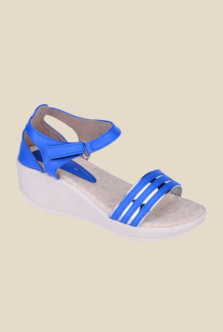 Khadim's Blue Ankle Strap Wedges Khadim's Blue Ankle Strap Wedges