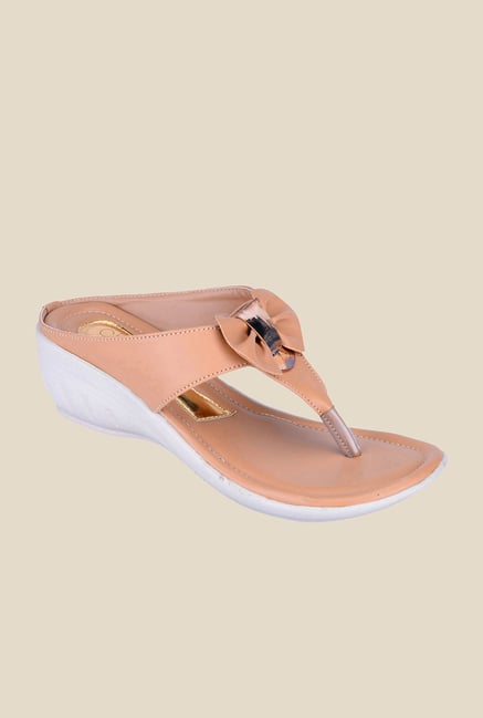 Khadim's Cleo Beige Thong Sandals Khadim's Cleo Beige Thong Sandals