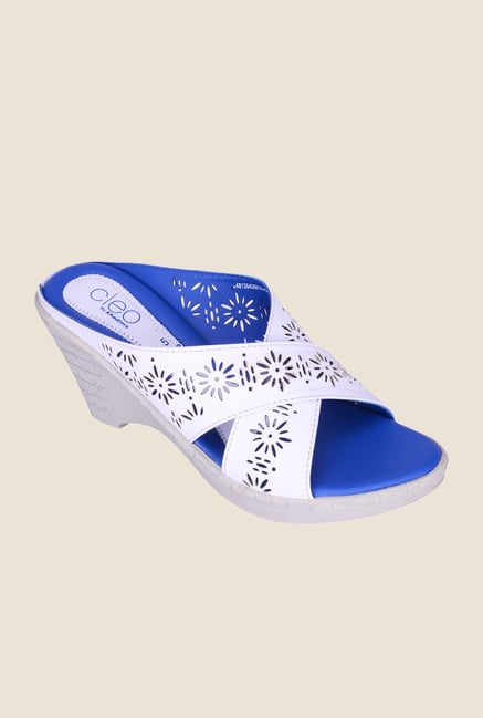 Khadim's Cleo White Slide Wedges Khadim's Cleo White Slide Wedges