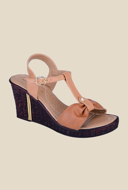 Khadim's Brown Ankle Strap Wedges Khadim's Brown Ankle Strap Wedges