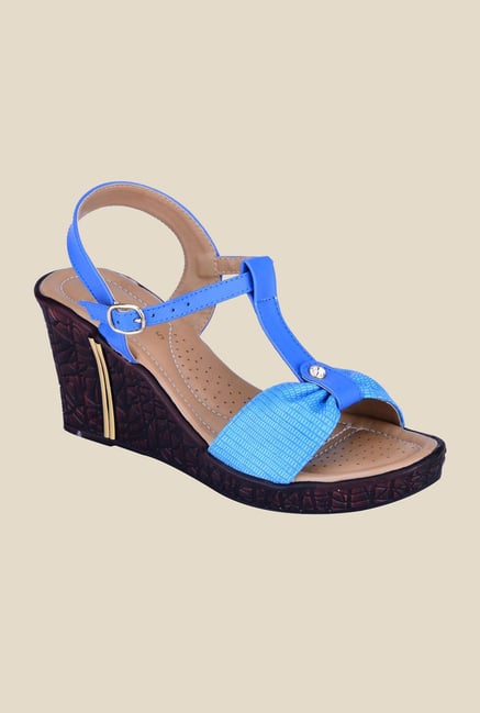 Khadim's Blue Ankle Strap Wedges Khadim's Blue Ankle Strap Wedges