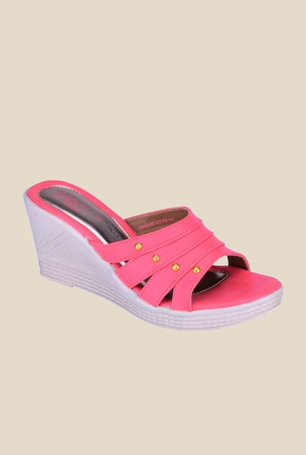 Khadim's Cleo Pink Wedge Heeled Sandals Khadim's Cleo Pink Wedge Heeled Sandals
