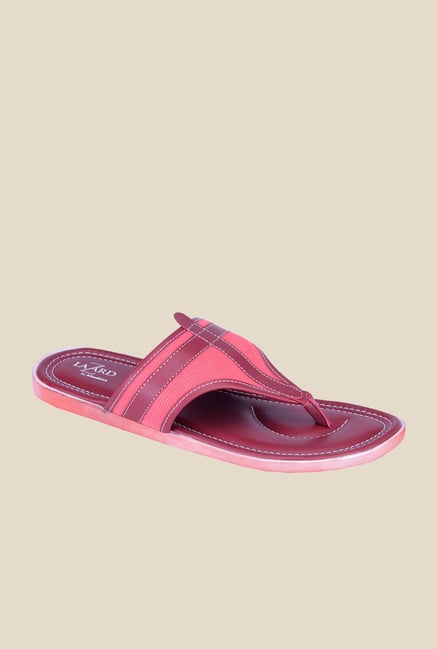 Khadim's Lazard Pink & Red T-Strap Sandals Khadim's Lazard Pink & Red T-Strap Sandals