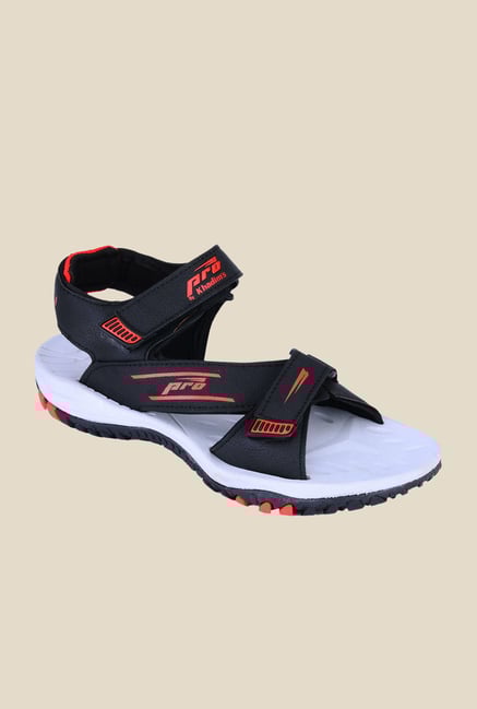 Khadim's Pro Black & Red Floater Sandals Khadim's Pro Black & Red Floater Sandals