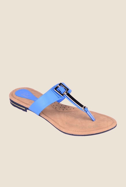 Khadim's Cleo Blue & Bronze T-Strap Sandals Khadim's Cleo Blue & Bronze T-Strap Sandals