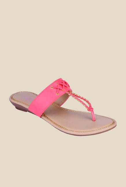 Khadim's Cleo Pink T-Strap Sandals Khadim's Cleo Pink T-Strap Sandals