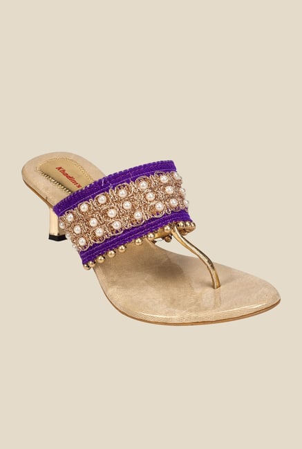 Khadim's Purple & Gold T-Strap Sandals Khadim's Purple & Gold T-Strap Sandals