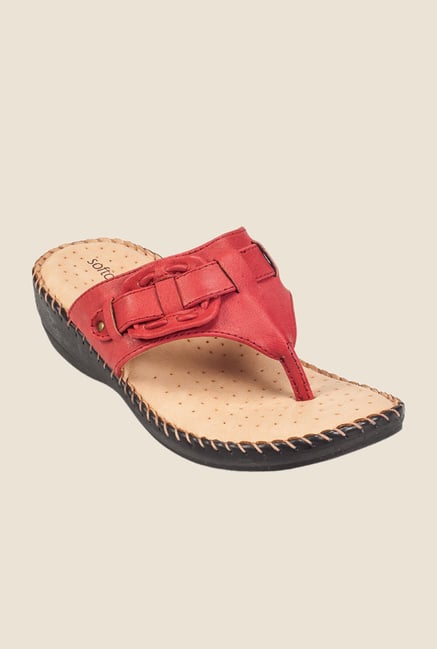 Khadim's Softouch Red Wedge Heeled Sandals Khadim's Softouch Red Wedge Heeled Sandals