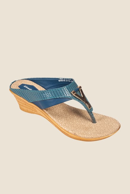 Khadim's Blue T-Strap Wedges Khadim's Blue T-Strap Wedges