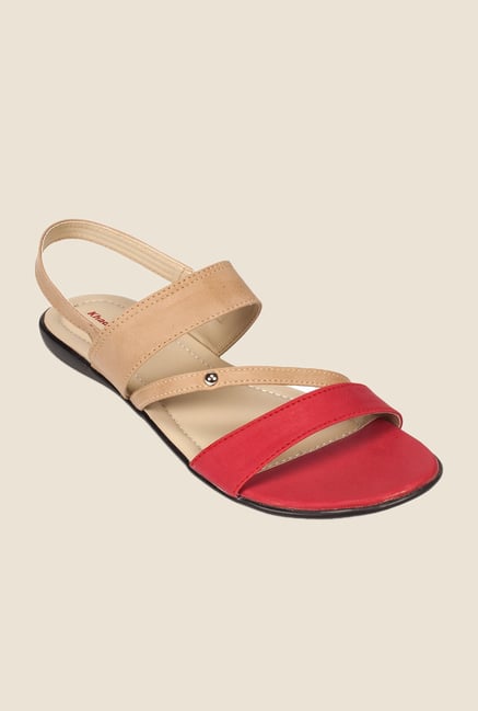 Khadim's Red & Beige Sling Back Sandals Khadim's Red & Beige Sling Back Sandals