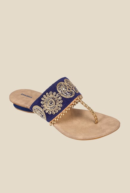 Khadim's Navy & Gold T-Strap Sandals Khadim's Navy & Gold T-Strap Sandals
