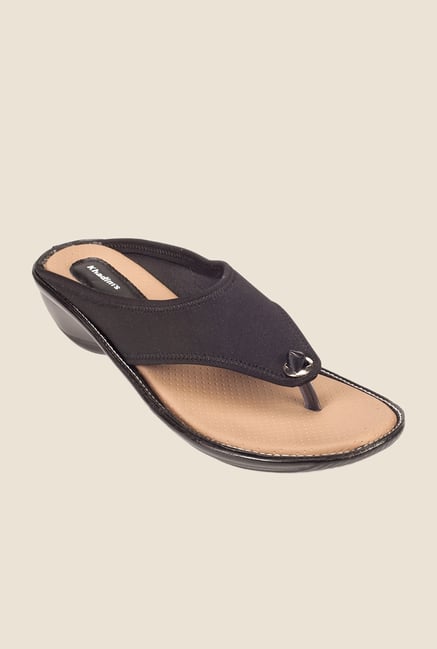 Khadim's Black Wedge Heeled Sandals Khadim's Black Wedge Heeled Sandals
