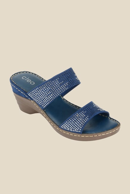 Khadim's Cleo Navy Wedge Heeled Sandals Khadim's Cleo Navy Wedge Heeled Sandals