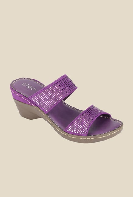 Khadim's Cleo Purple Wedge Heeled Sandals Khadim's Cleo Purple Wedge Heeled Sandals