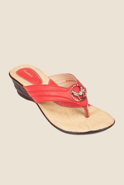Khadim's Red Wedge Heeled Sandals Khadim's Red Wedge Heeled Sandals
