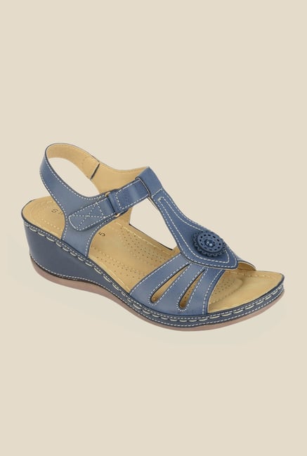 Khadim's Sharon Navy Ankle Strap Wedges Khadim's Sharon Navy Ankle Strap Wedges