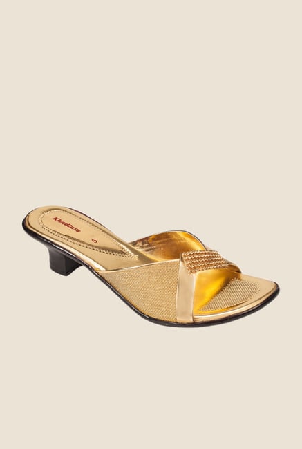 Khadim's Gold Block Heel Sandals Khadim's Gold Block Heel Sandals