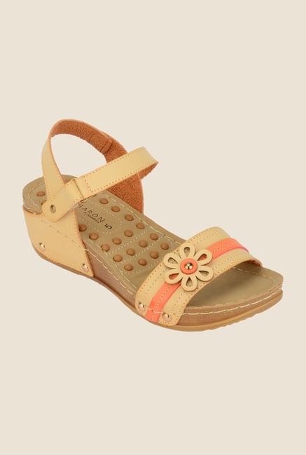 Khadim's Sharon Beige Ankle Strap Wedges Khadim's Sharon Beige Ankle Strap Wedges