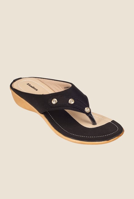 Khadim's Black Wedge Heeled Sandals Khadim's Black Wedge Heeled Sandals