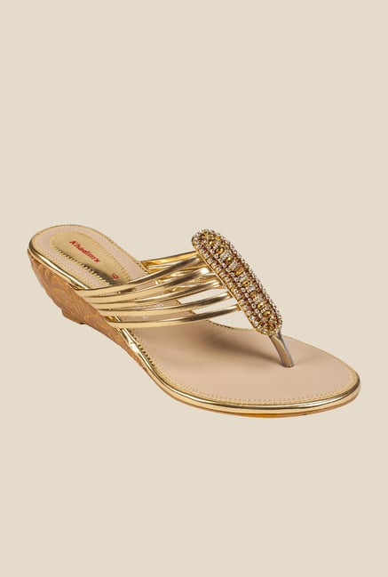 Khadim's Gold Wedge Heeled Sandals Khadim's Gold Wedge Heeled Sandals