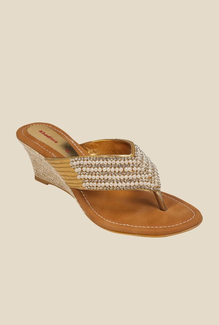 Khadim's Gold Wedge Heeled Sandals Khadim's Gold Wedge Heeled Sandals