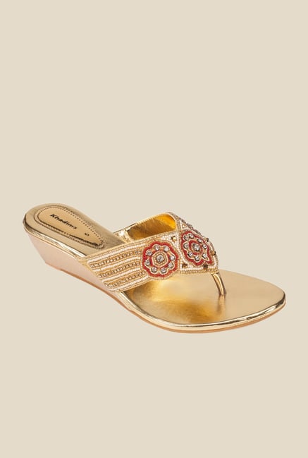 Khadim's Golden Wedge Heeled Sandals Khadim's Golden Wedge Heeled Sandals