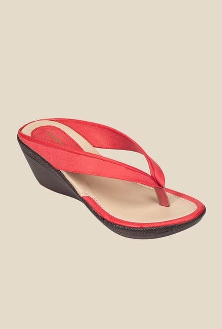 Khadim's Red Wedge Heeled Sandals Khadim's Red Wedge Heeled Sandals