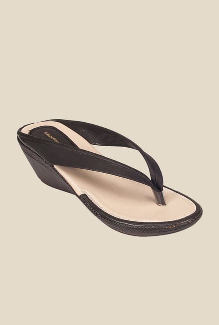 Khadim's Black Wedge Heeled Sandals Khadim's Black Wedge Heeled Sandals