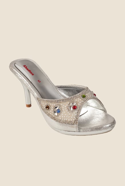 Khadim's Silver Stiletto Sandals Khadim's Silver Stiletto Sandals