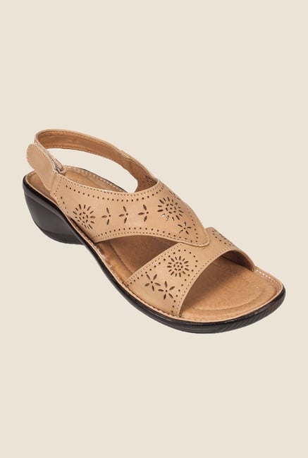 Khadim's Beige Back Strap Wedges Khadim's Beige Back Strap Wedges