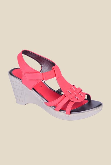 Khadim's Cleo Pink Back Strap Wedges Khadim's Cleo Pink Back Strap Wedges