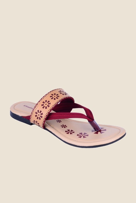 Khadim's Maroon & Beige Thong Sandals Khadim's Maroon & Beige Thong Sandals