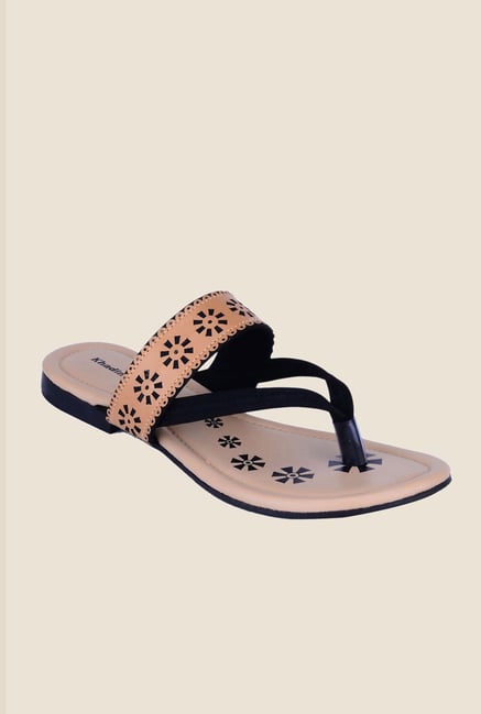 Khadim's Black & Beige Thong Sandals Khadim's Black & Beige Thong Sandals