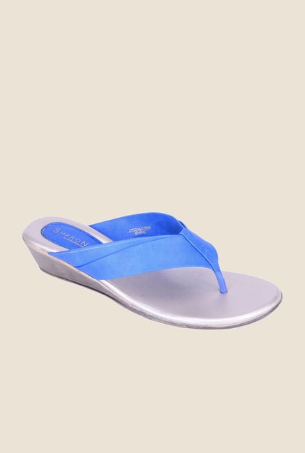 Khadim's Sharon Blue Wedge Sandals Khadim's Sharon Blue Wedge Sandals
