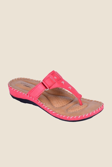 Khadim's Softouch Pink T-Strap Sandals Khadim's Softouch Pink T-Strap Sandals