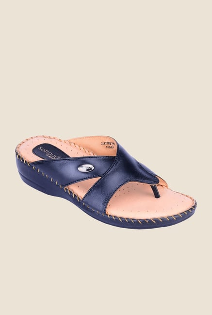 Khadim's Softouch Black Wedge Heeled Sandals Khadim's Softouch Black Wedge Heeled Sandals