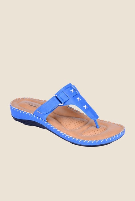 Khadim's Softouch Blue T-Strap Sandals Khadim's Softouch Blue T-Strap Sandals
