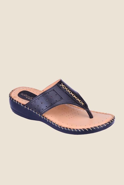 Khadim's Softouch Black Wedge Heeled Sandals Khadim's Softouch Black Wedge Heeled Sandals