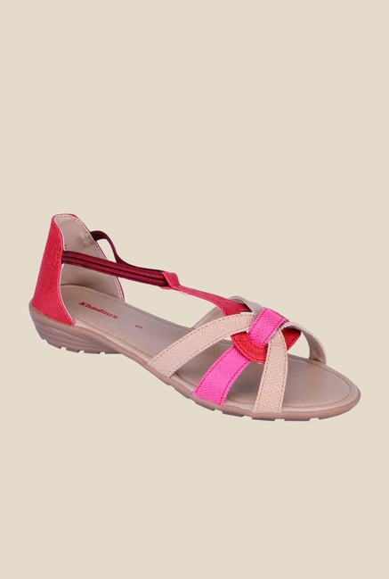 Khadim's Beige & Red Casual Sandals Khadim's Beige & Red Casual Sandals