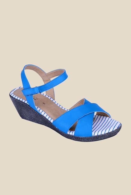 Khadim's Sharon Blue Back Strap Wedges Khadim's Sharon Blue Back Strap Wedges