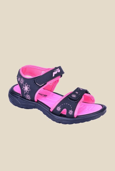 Khadim's Pro Black & Pink Floater Sandals Khadim's Pro Black & Pink Floater Sandals